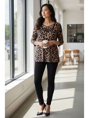 Lynn Ritchie Silver Women's Animal Print Top